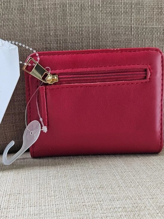 Time and Tru Handbags - Time And Tru Women Wallet Cardholder Red Faux Leather Vegan Bifold Purse NWT